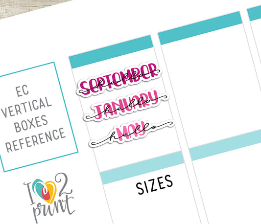 Hello Months Handlettered Stickers - Printable Month Banner - PDF & Cut Files