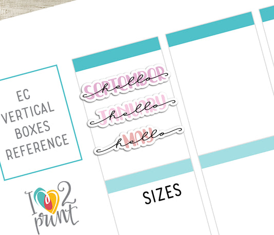 Hello Months PASTEL Handlettered Stickers - Printable Month Banner - PDF & Cut Files