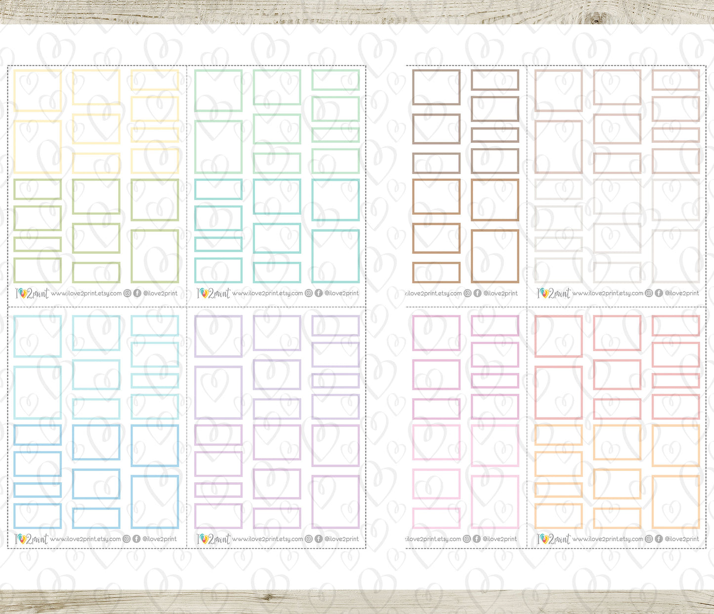 Hobonichi Weeks Mixed Blank Boxes Printable Stickers Set – BUNDLE Functional & Decorative Overlays – PDF + Cut Files