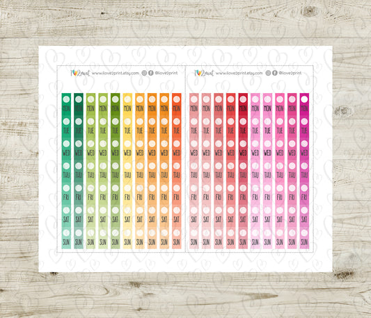Ombré Hobonichi Weeks Date Covers Set2 - Functional Printable Stickers - PDF & Cut Files