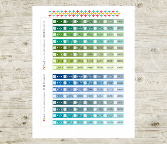 Ombré Hobonichi Weeks Date Covers - Functional Printable Stickers - PDF & Cut Files