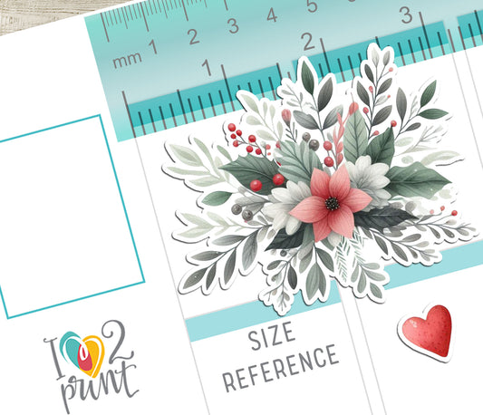 Holidays Flowers – Christmas Decorative Stickers – Printable PDF & Cut Files