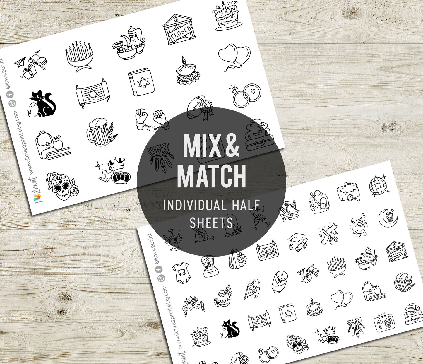 60 Holidays and Life Events Stickers – STAMP Printable Planner Icons - PDF & Cut Files