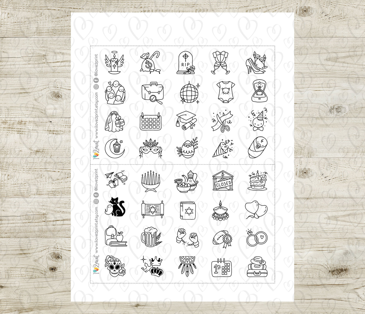 60 Holidays and Life Events Stickers – STAMP Printable Planner Icons - PDF & Cut Files