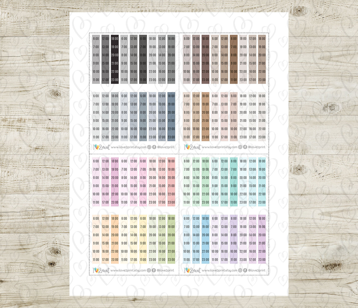 Hourly Strip Printable Planner Stickers – PDF & Cut Files