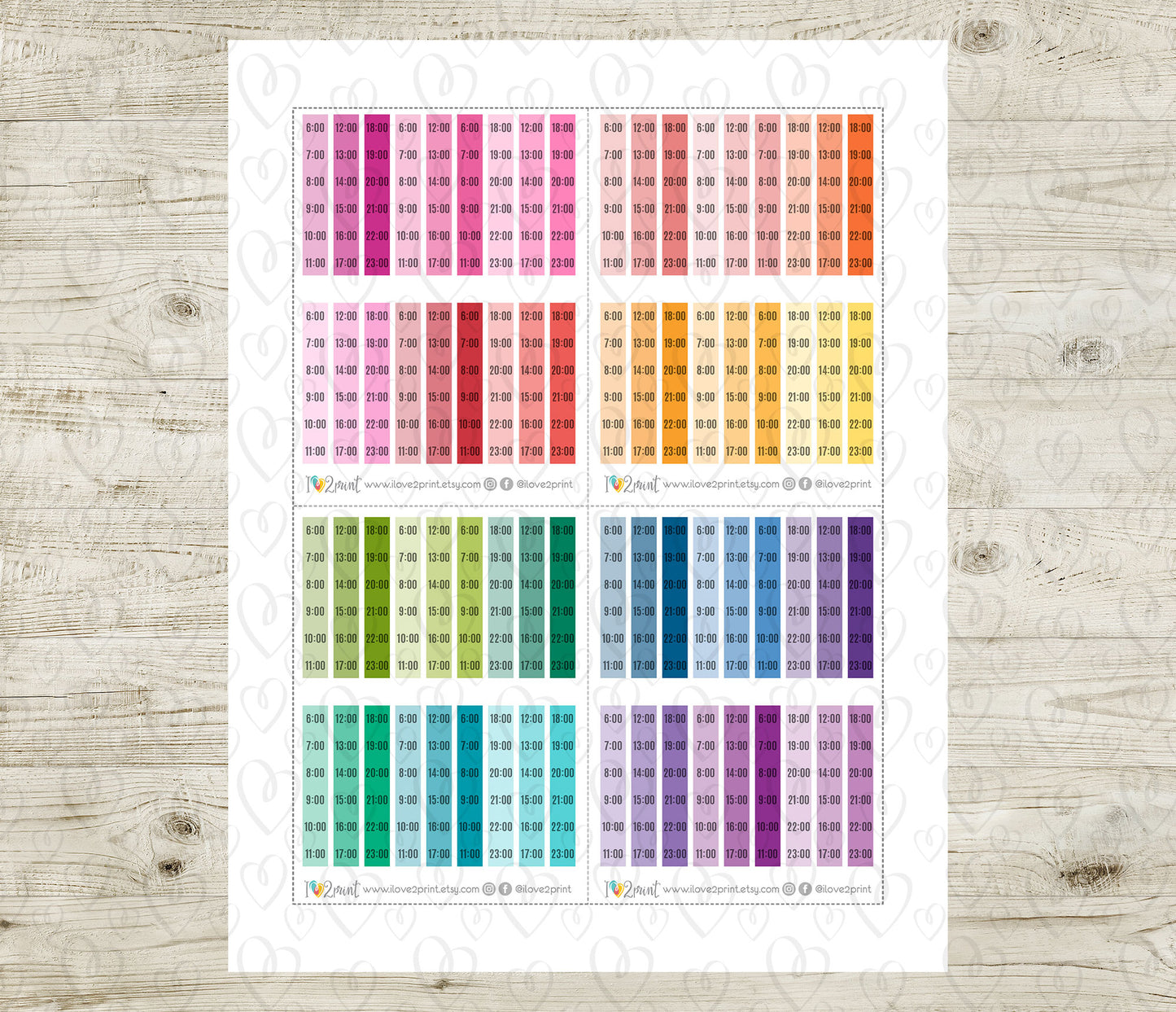 Hourly Strip Printable Planner Stickers – PDF & Cut Files
