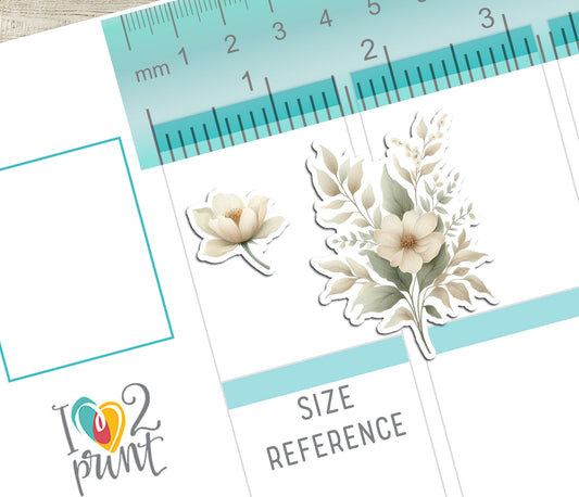 Ivory Flowers Decorative Stickers - Printable PDF & Cut Files