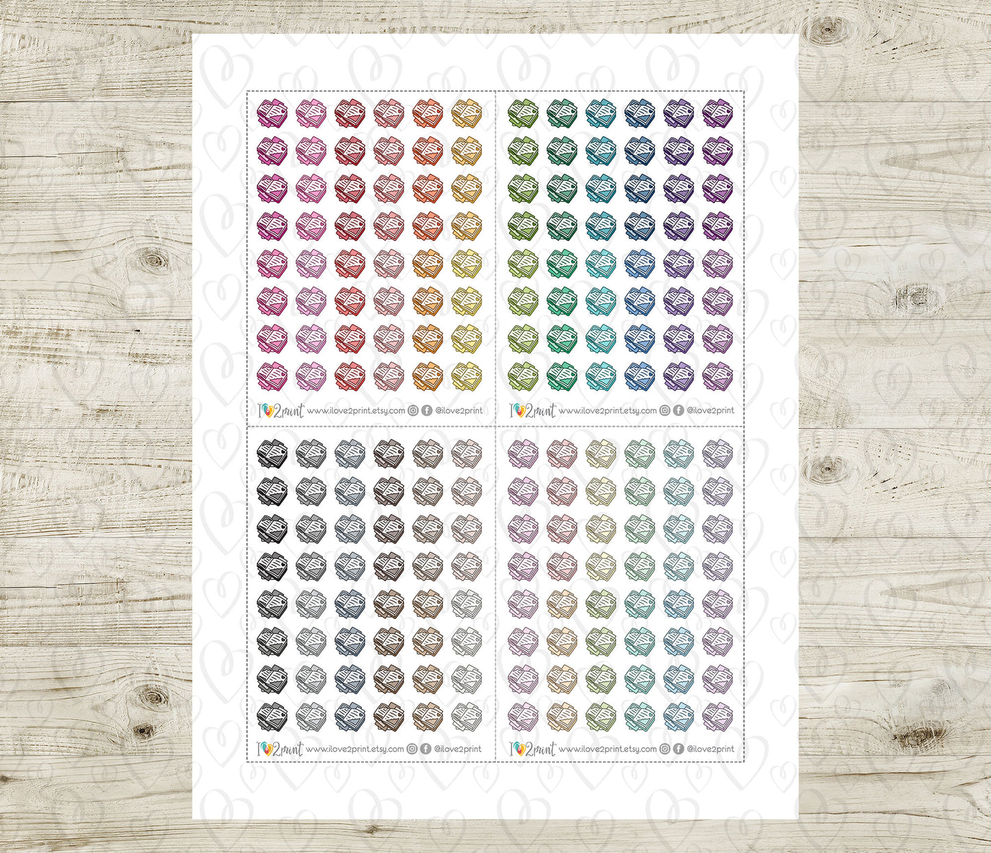 Bullet Journal Icon Stickers - Functional Printable Stickers - PDF & Cut Files