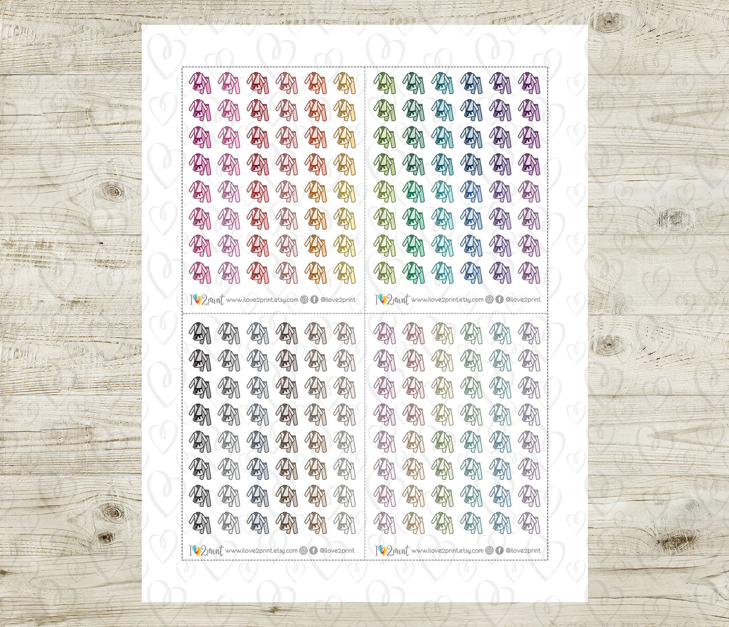 Karate & Kung Fu Icons – Printable Martial Arts Stickers in 48 Colors – PDF & Cut Files