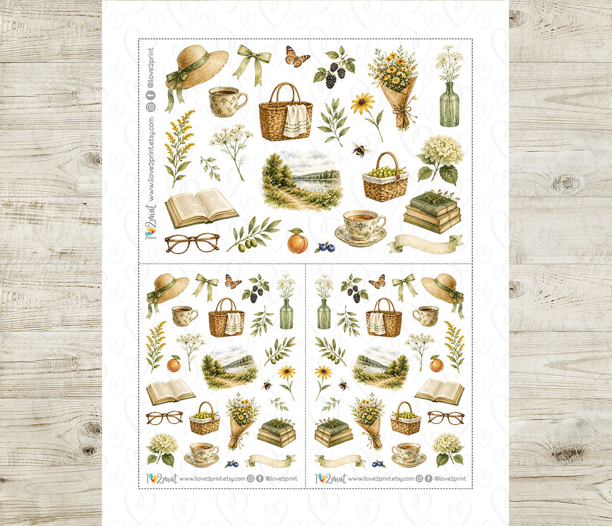 Late Summer Decorative Printable Stickers | Golden Hour Farewell | PDF Cut Files | Instant Download