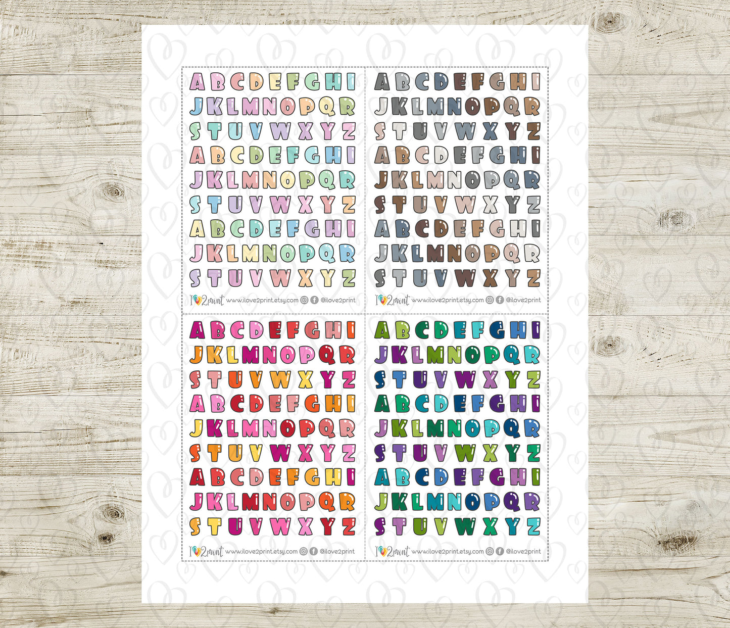 Printable Bubble Font Alphabet Planner Stickers - PDF & Cut Files