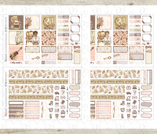 Light Academia Stickers - Hobonichi Cousin - Printable PDF & Cut Files