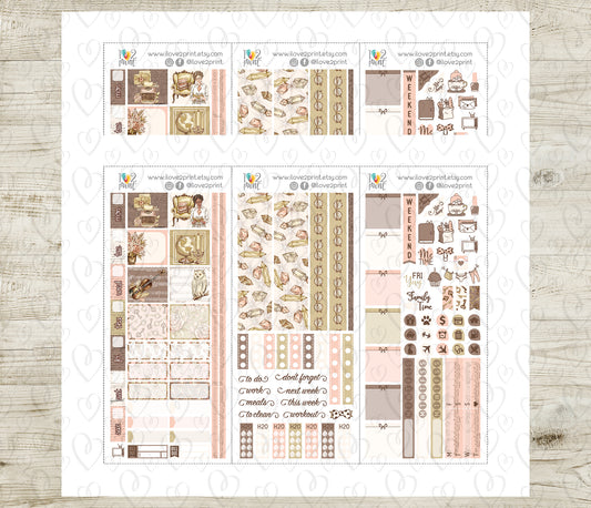 Light Academia Stickers - Hobonichi Weeks - Printable PDF & Cut Files