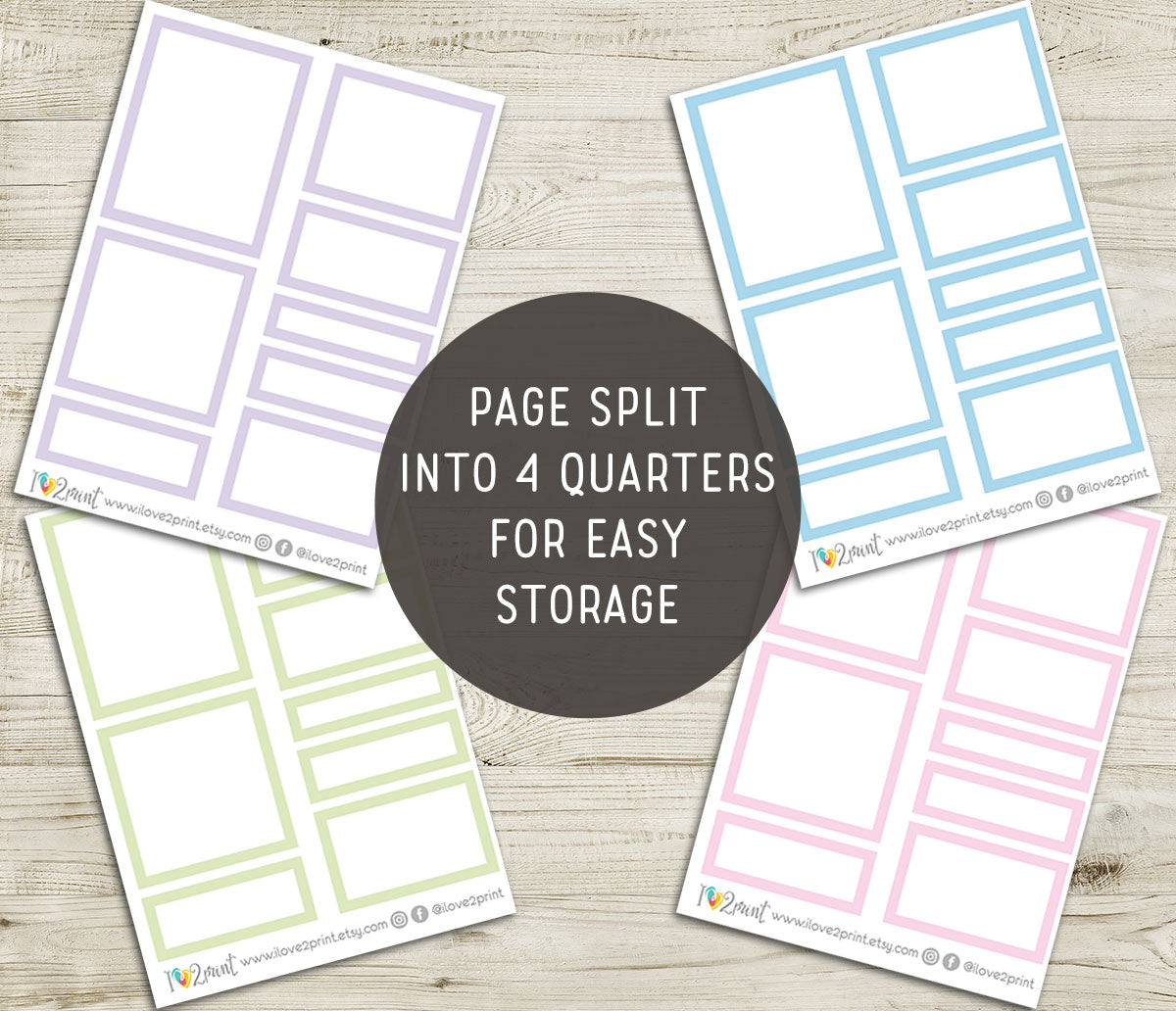 Mixed Blank Boxes 1,5" Printable Stickers Set – BUNDLE Functional & Decorative Overlays – PDF + Cut Files