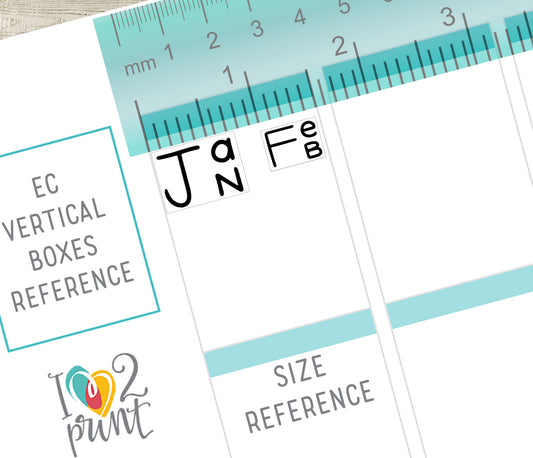 Handlettered Month Box Stickers | Printable Planner Months | Functional Journaling & Scrapbook Supplies