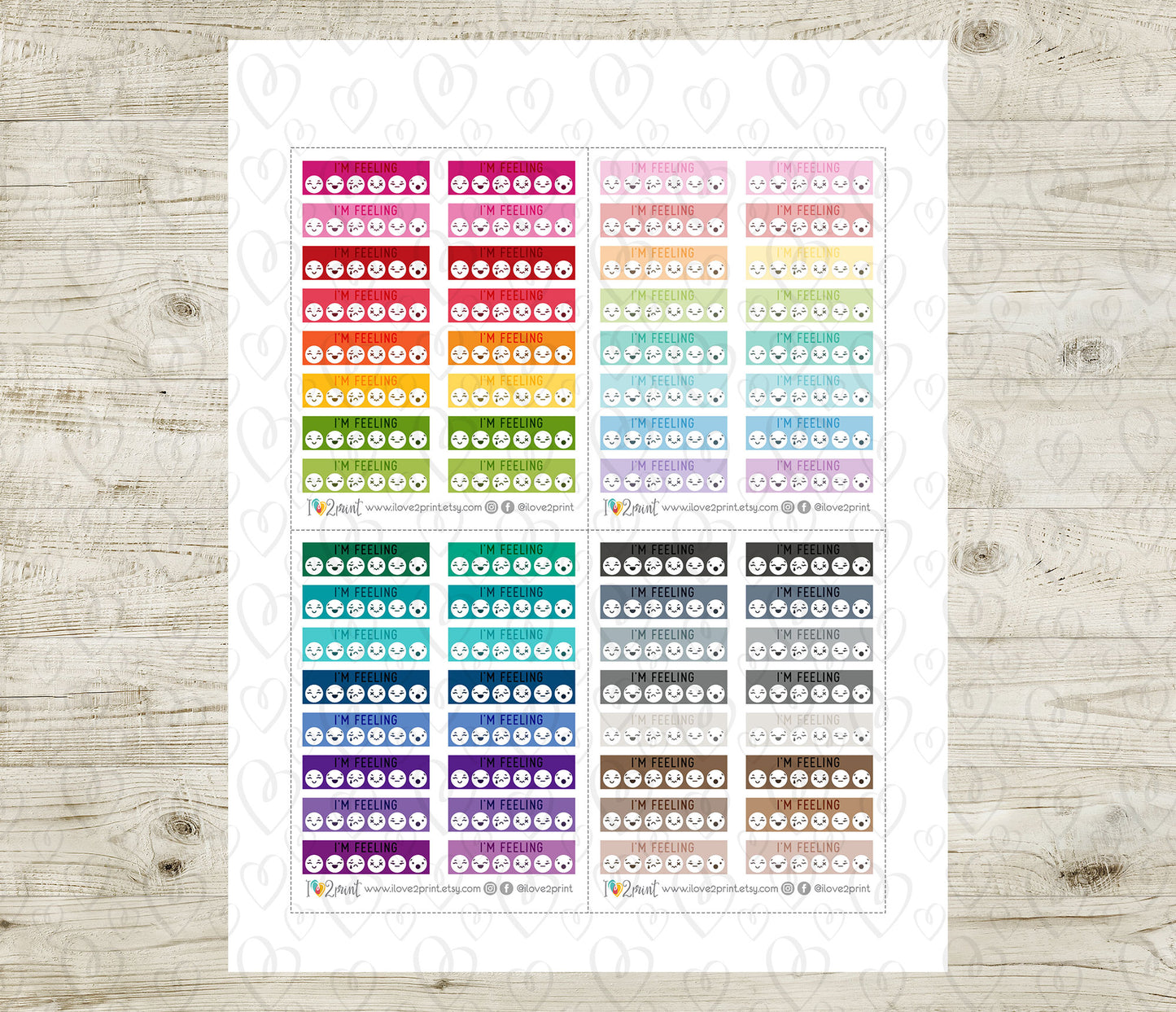 "I am Feeling"/ "Today Was" Printable Planner Stickers - PDF & Cut Files
