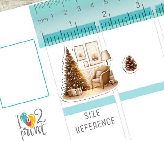 Neutral Christmas – Decorative Stickers – Printable PDF & Cut Files