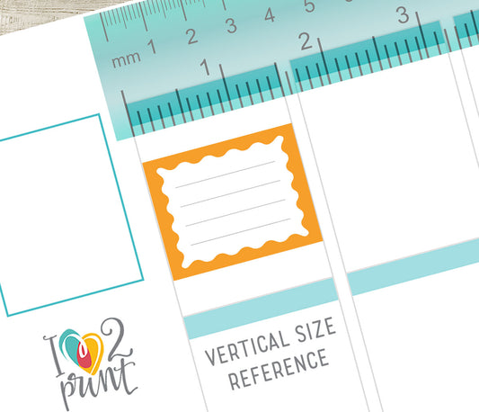 Wave Note Half Box Printable Planner Stickers – PDF & Cut Files – Instant Download