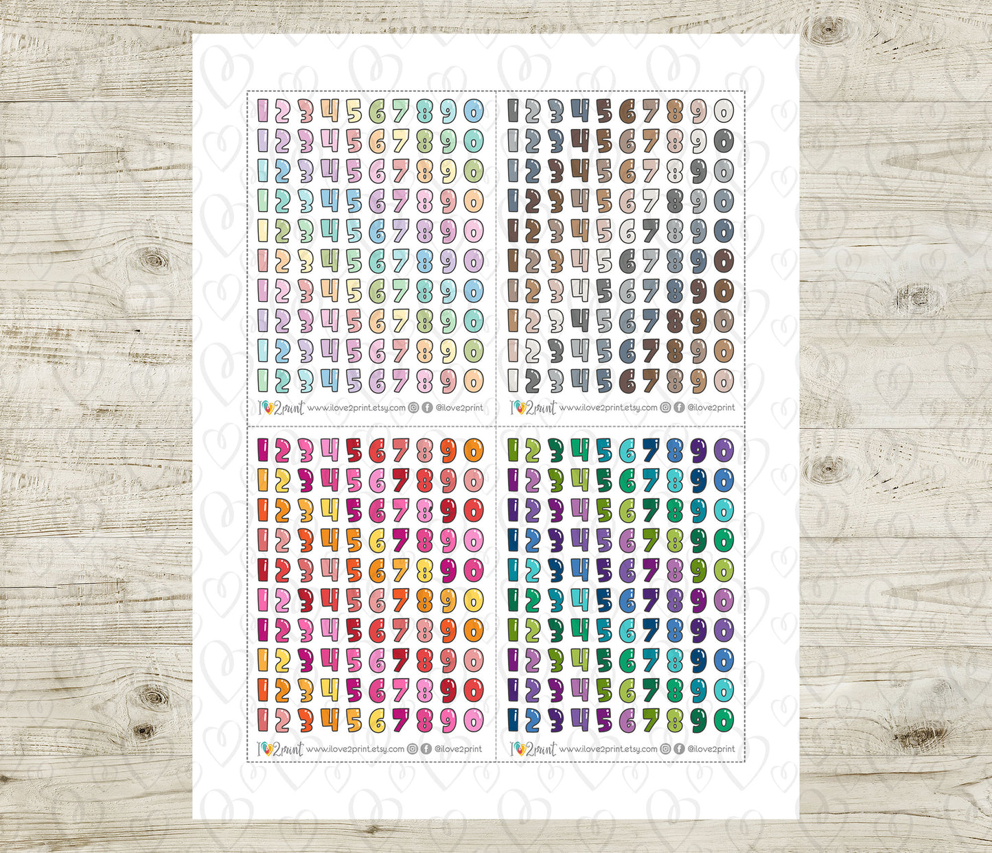 Printable Bubble Font Numbers Planner Stickers - PDF & Cut Files