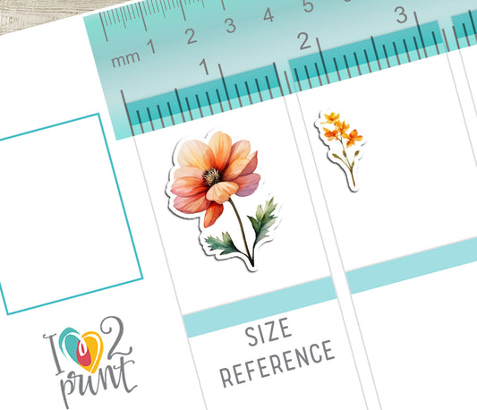 Oil Flowers Decorative Stickers - Printable PDF & Cut Files