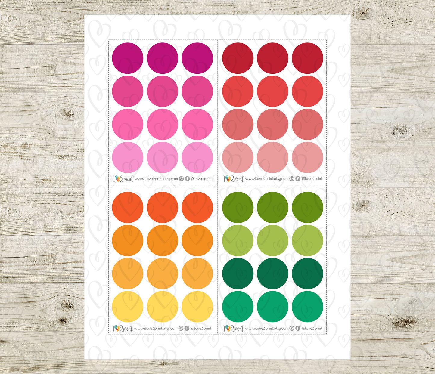 1" Circle - Functional Printable Stickers - PDF & Cut Files