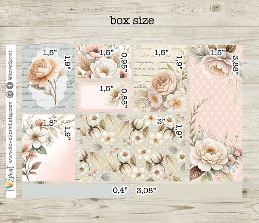 Pale Bouquet Moodboard Decorative Box Stickers - 1.5" Printable PDF & Cut Files