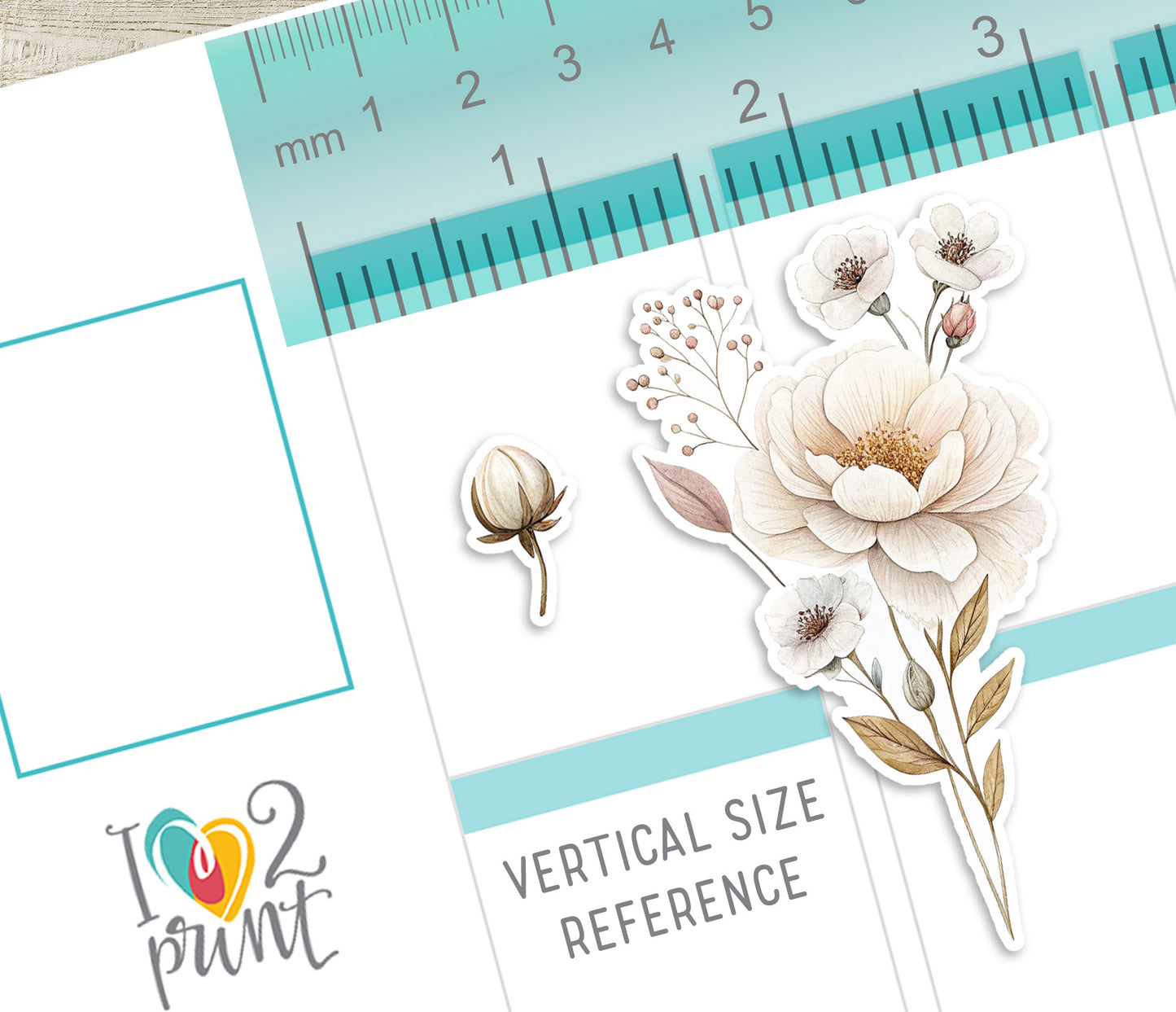 Pale Bouquet Decorative Stickers – Printable PDF & Cut Files
