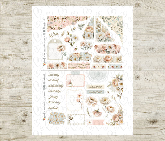 Pale Bouquet Journal Stickers - Printable Printable PDF & Cut Files