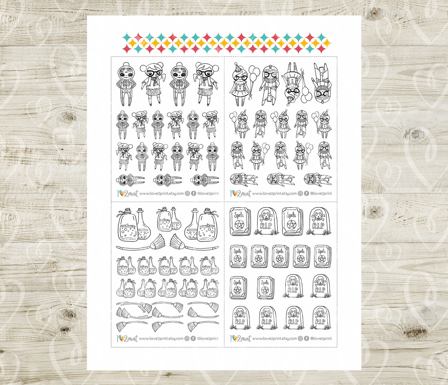 Elena Halloween – DOODLE Printable Planner Stickers – PDF + Cut Files