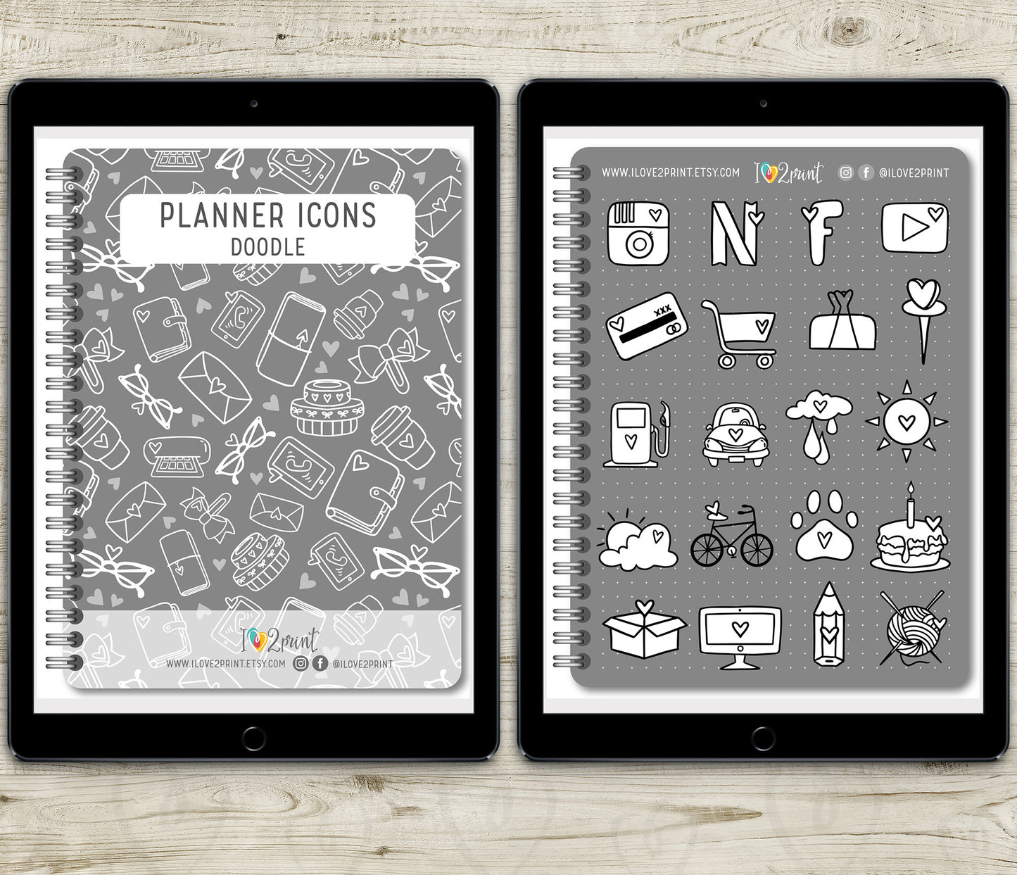 100 Doodle Daily Icons - Pre-Cropped STAMP GoodNotes Book Digital Planner Sticker