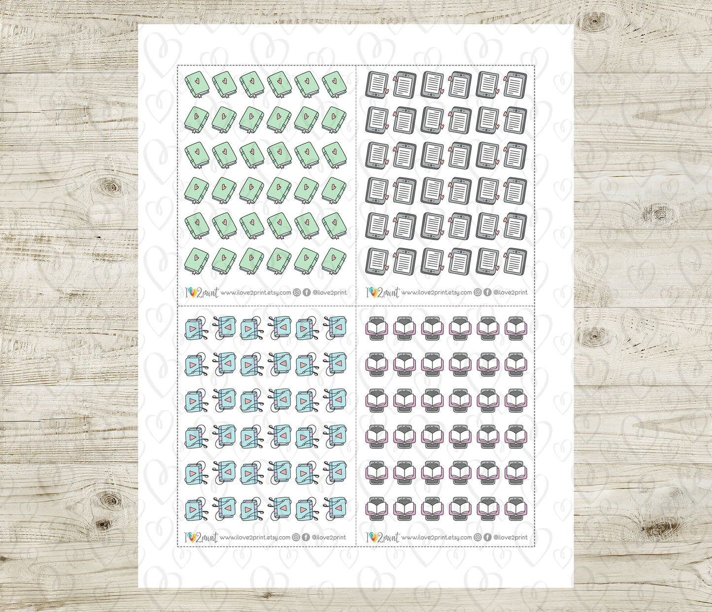 Reading Essentials Icons Stickers Set - Functional Printable Stickers - PDF & Cut Files