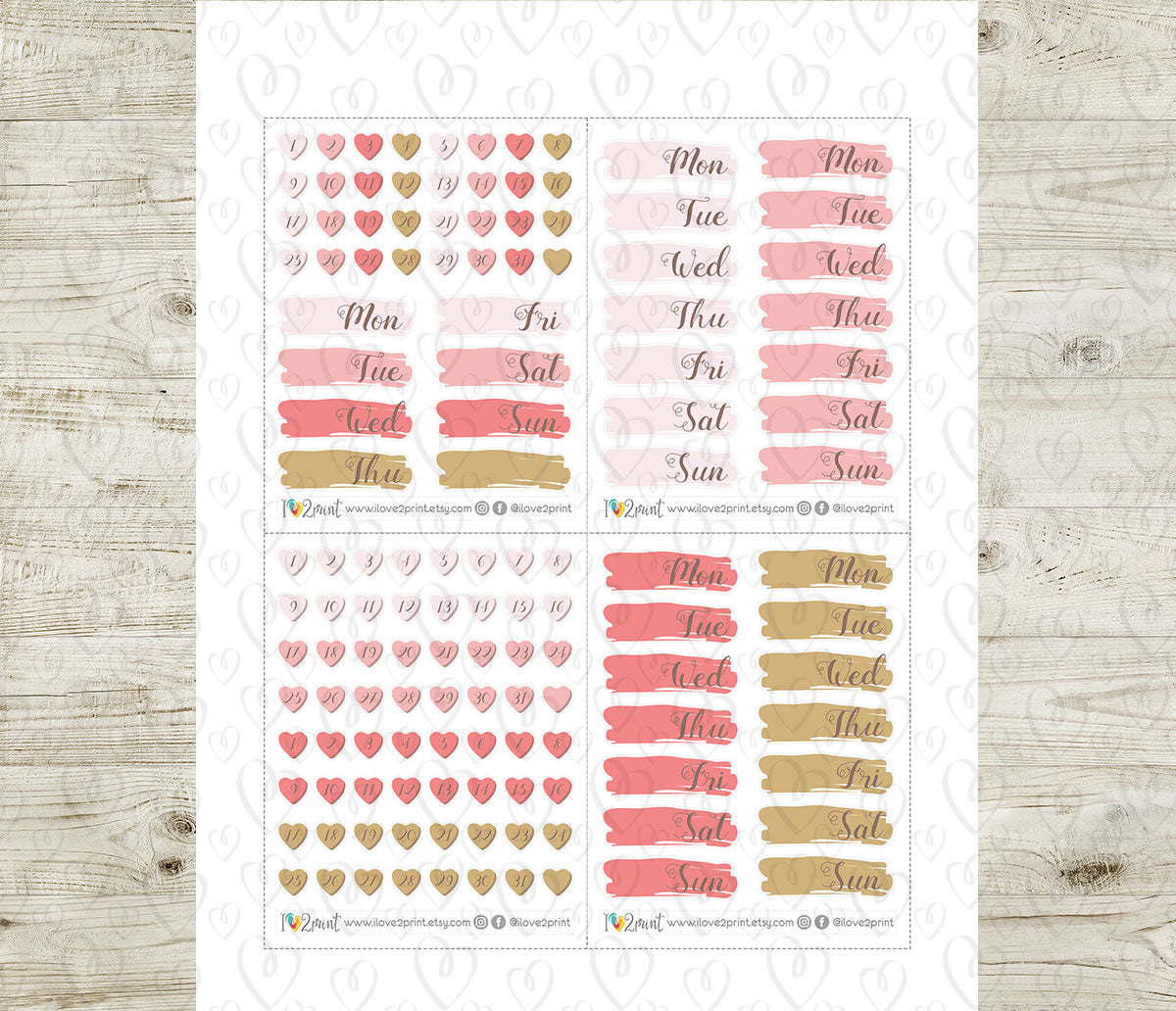 FREEBIE Romantic Date Covers - Printable Planner Stickers - Pdf & Cut Files
