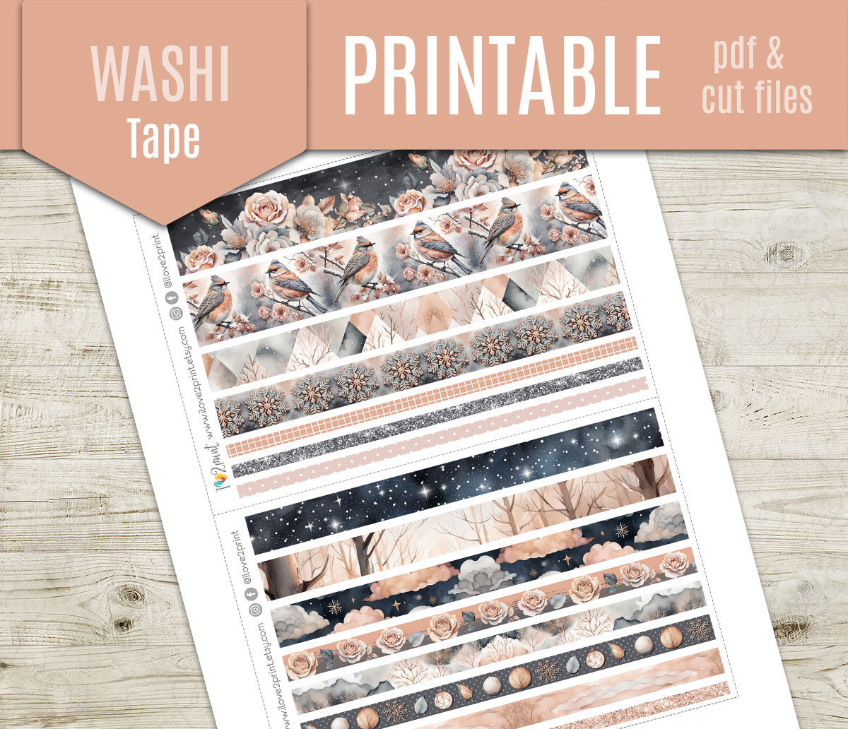 Rose Winter Complete Sticker Bundle | All 6 Sets | Floral Night Collection | PDF Cut Files