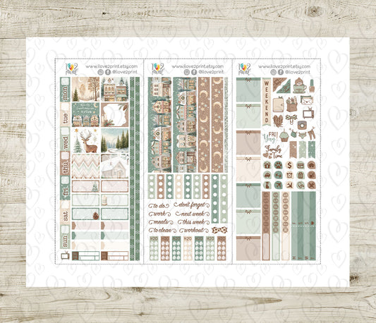 Scandinavian Holidays Hobonichi Weeks Weekly Kit | Christmas Planner Stickers | Printable & Cut Files