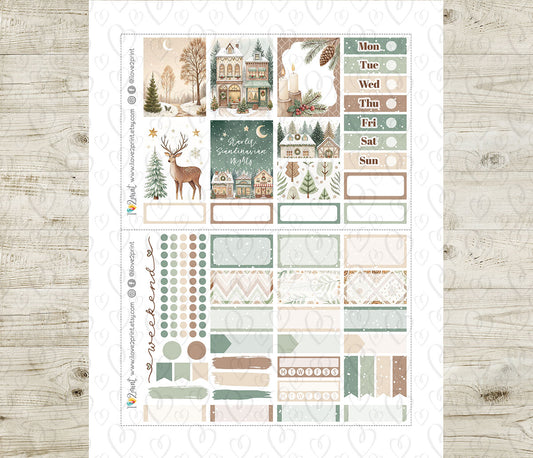 Scandinavian Holidays Mini Weekly Kit | Christmas Planner Stickers | A5 Printable & Cut Files