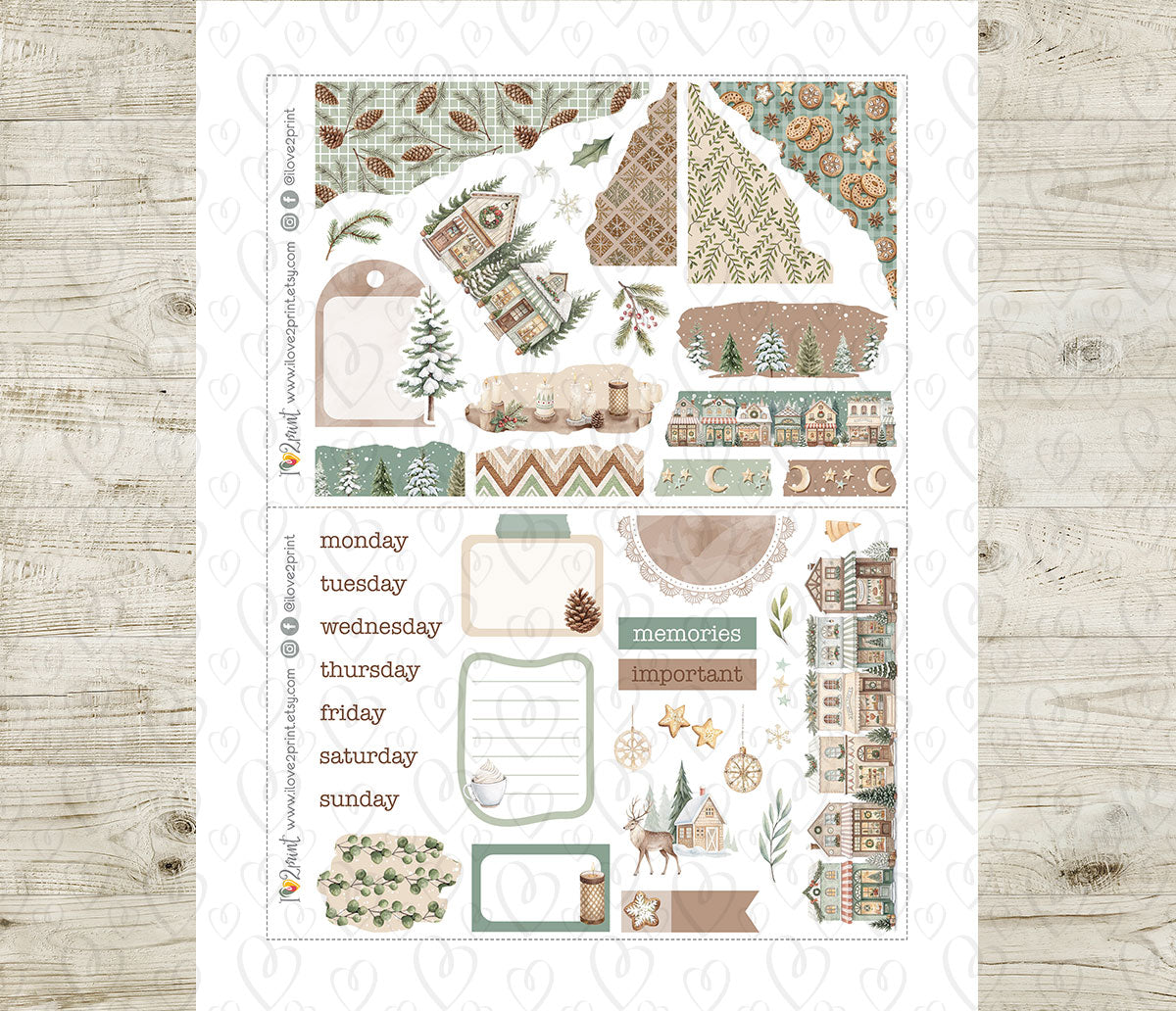 Scandinavian Holidays Bullet Journal Set | Christmas Bujo Kit | Printable Stickers & Graphics