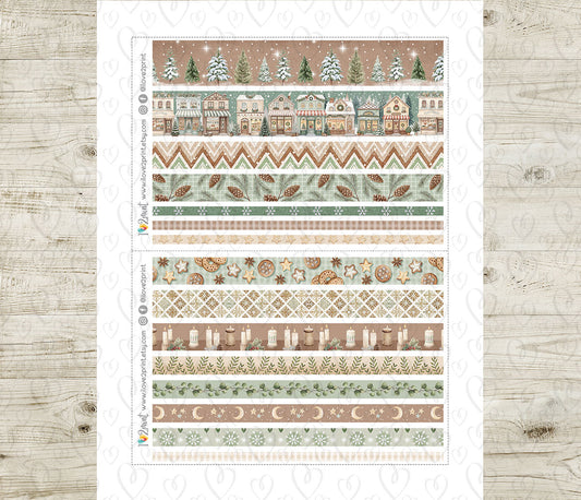 Scandinavian Holidays Washi Strips Set | Christmas Planner Washi Tape | Printable & Cut Files