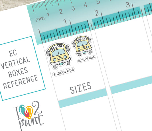 Children's Transportation Icons Stickers – Printable (drop-off/pick-up, school buses & train) - PDF & Cut Files