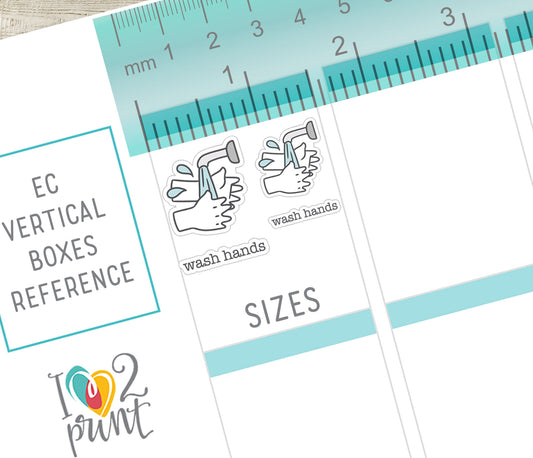 Children's Hygiene Routine Icons Stickers – Printable (wash face, hands, bath time and shower) - PDF & Cut Files