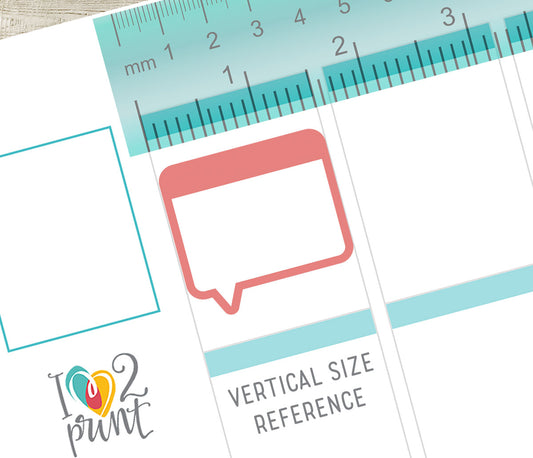 Speech Bubble Box Printable Planner Stickers – PDF & Cut Files – Instant Download