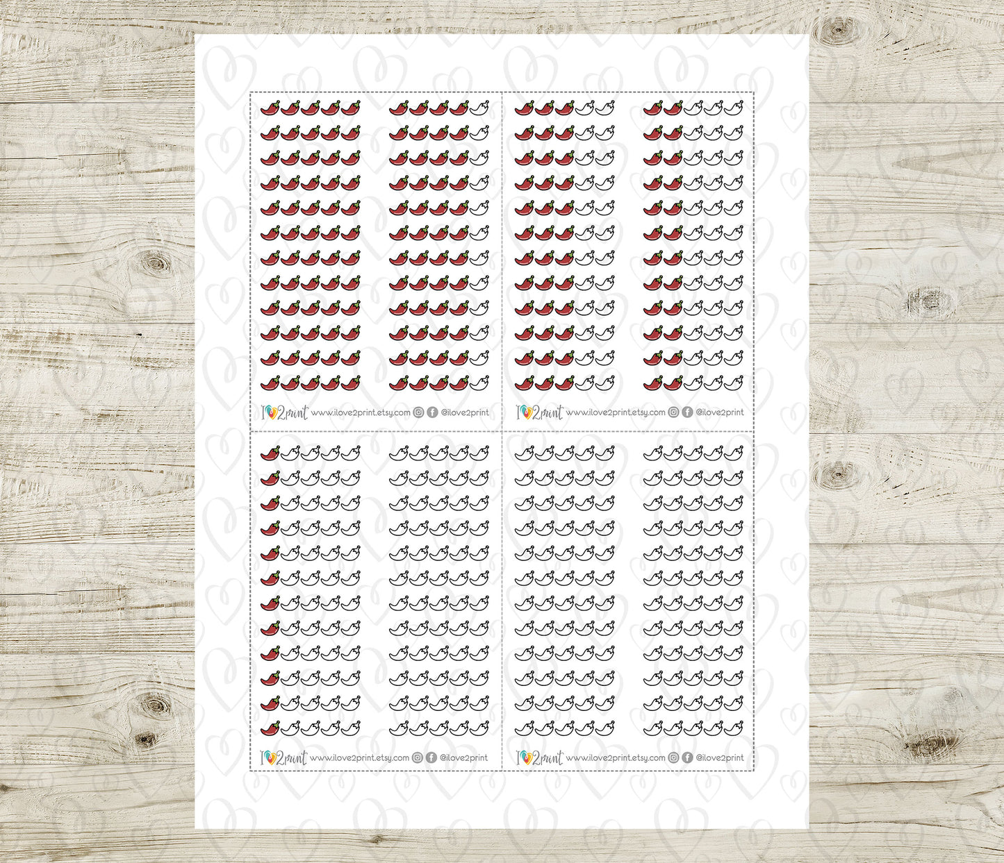 Spicy Rating Printable Planner Stickers – Functional Tracker – PDF + Cut Files – Instant Download