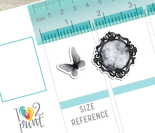 Spooky Time – Printable Stickers – PDF & Cut Files - Black & White