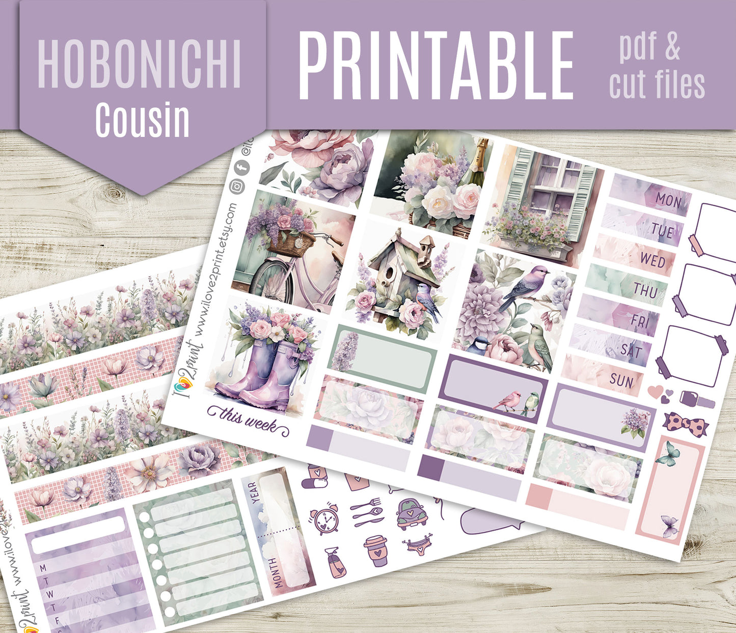 Spring Time Stickers – Hobonichi Cousin Printable PDF & Cut Files