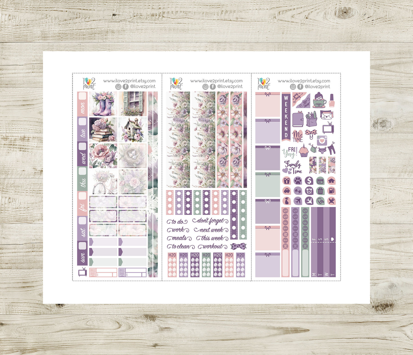 Spring Time Stickers – Hobonichi Weeks Printable PDF & Cut Files