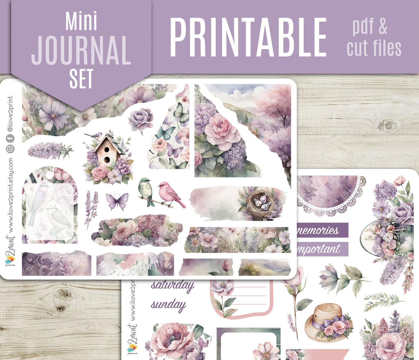 Spring Time Journal Stickers - Printable Printable PDF & Cut Files
