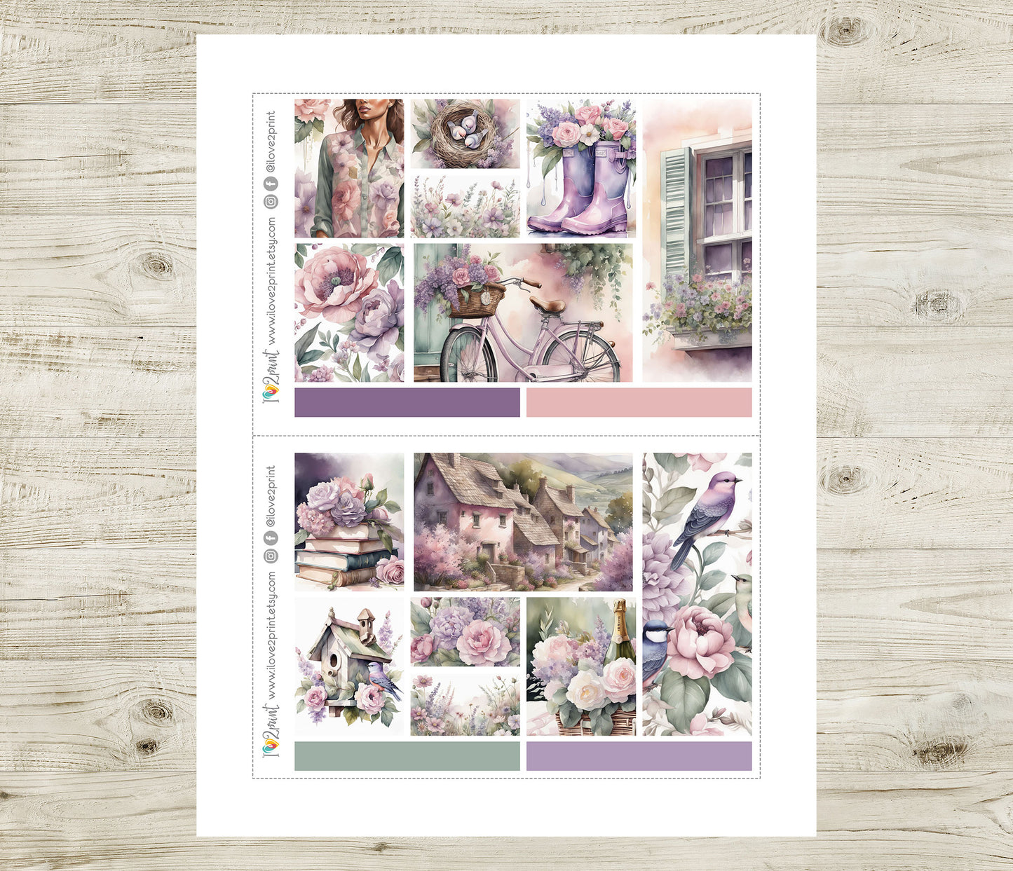Spring Time Moodboard Decorative Box Stickers - 1.5" Printable PDF & Cut Files