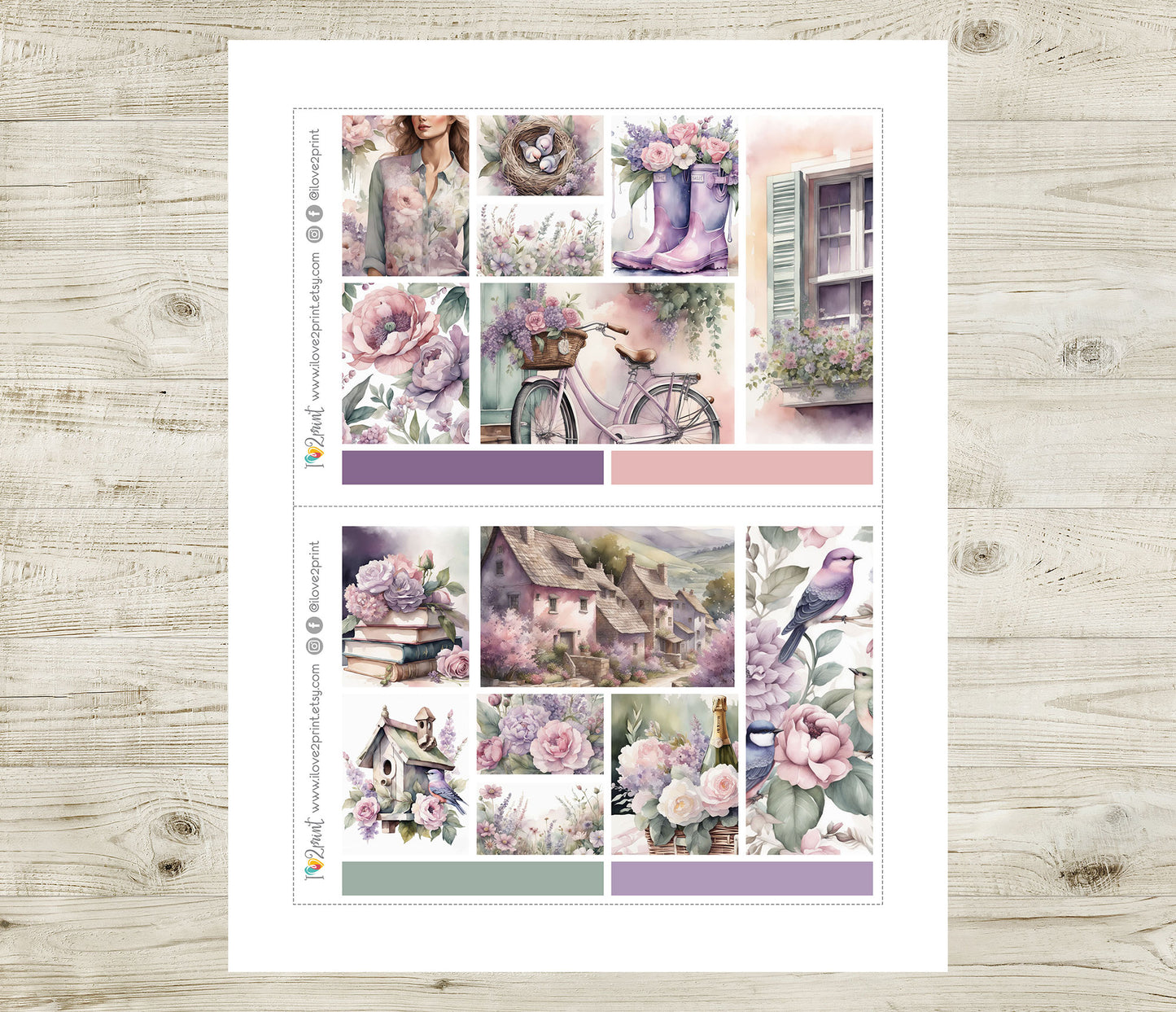 Spring Time Moodboard Decorative Box Stickers - 1.5" Printable PDF & Cut Files