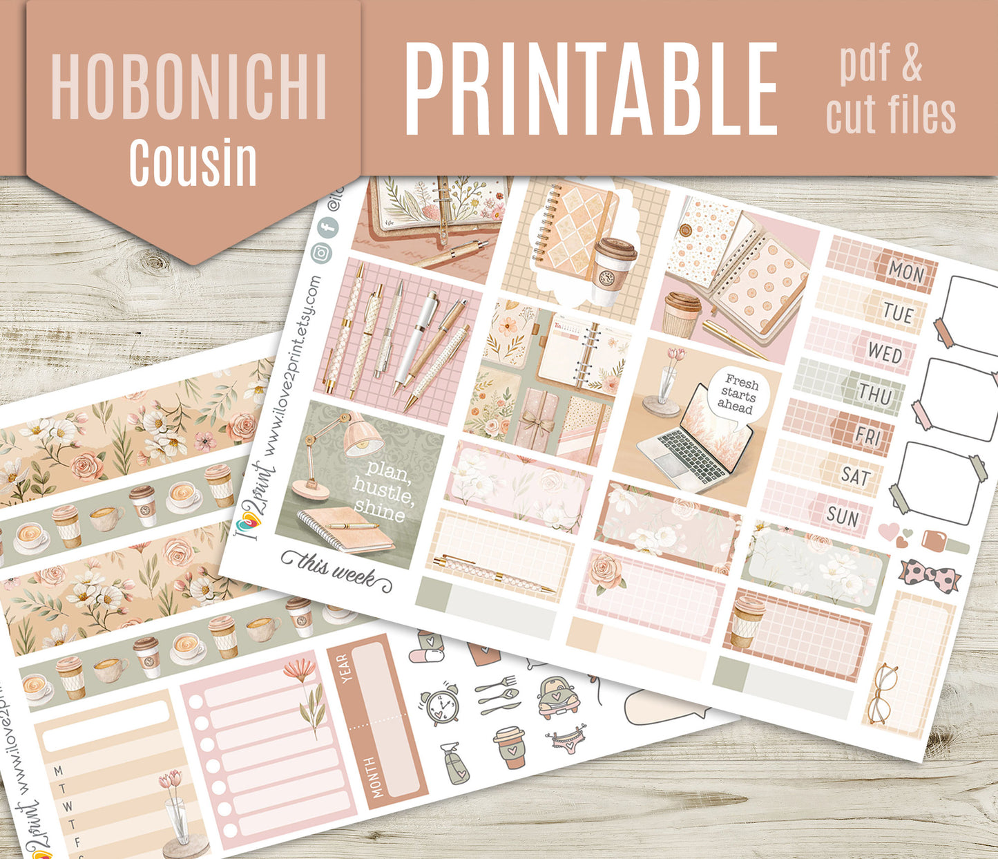 Spring Planning Stickers – Hobonichi Cousin Printable PDF & Cut Files