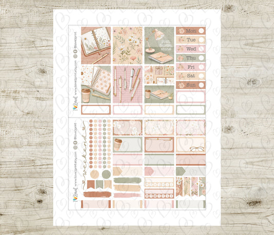 Spring Planning Mini Weekly Stickers - Printable PDF & Cut Files
