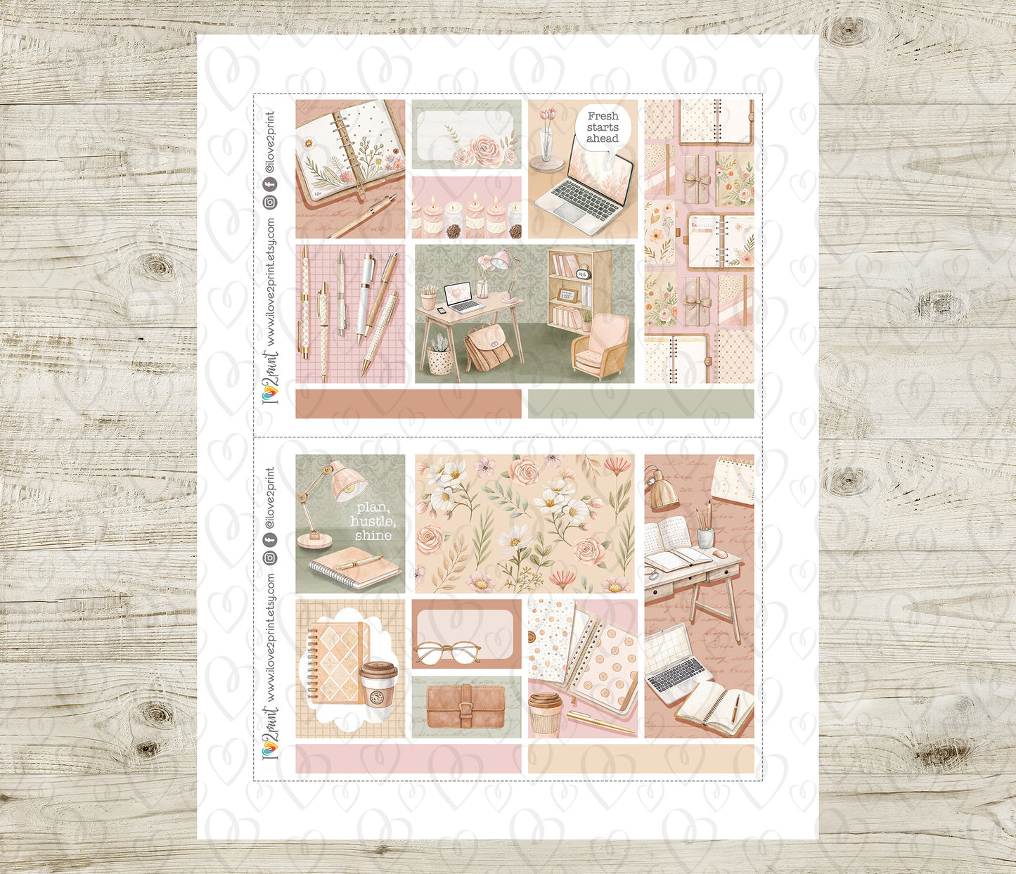 Spring Planning Moodboard Decorative Box Stickers - 1.5" Printable PDF & Cut Files